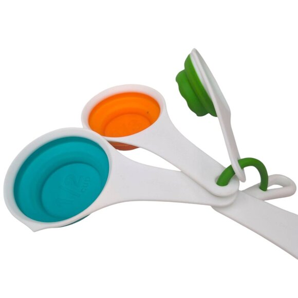 Measuring Spoon Cup LOT 5 Measuring Spoons 4 Collapsible Measuring Cups Silicon - Picture 9 of 10